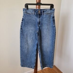 Banana Republic High Rise Wide Leg  Crop Jeans Womens 28 Medium Wash